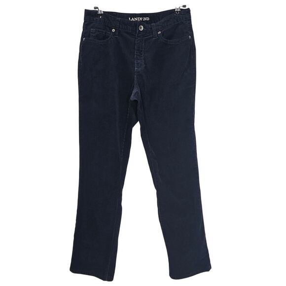 Lands' End Women's Corduroy Navy‎ Blue Mid Rise Straight Pants Size 8 - Picture 1 of 7